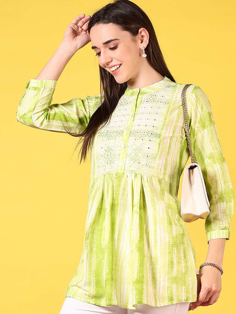women printed three quarter sleeve kurti - 21922576 -  Standard Image - 2