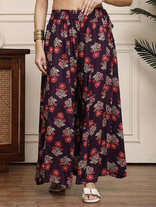 women floral printed flared palazzo - 21922582 - Standard Image - 0