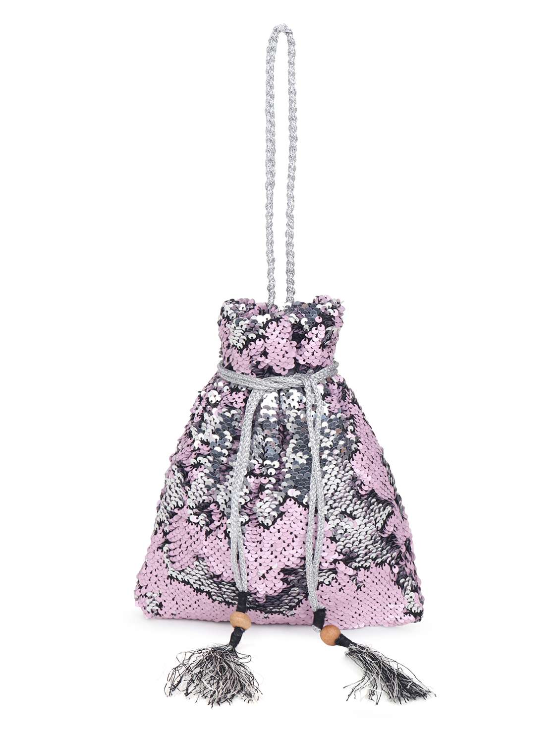 women metalic sequined potli bag