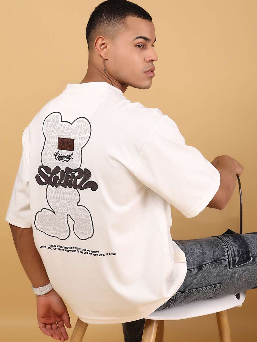 beige cotton back print tshirt - 21922630 - Standard Image - 2