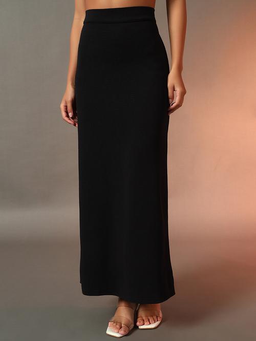 women black solid high rise long skirt - 21922636 - Standard Image - 0