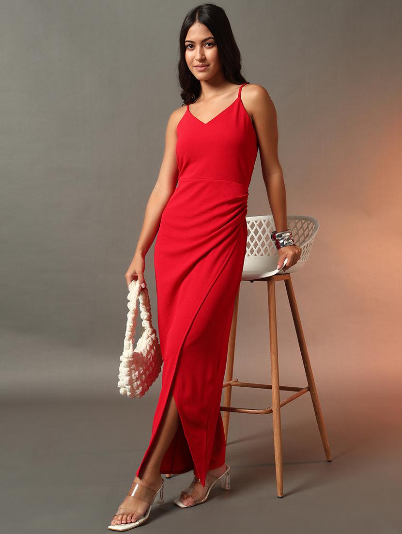 women solid shoulder strap bodycon dress - 21922639 - Zoom Image - 0
