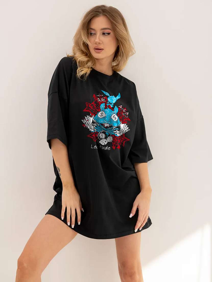 women printed short sleeves oversized t-shirt