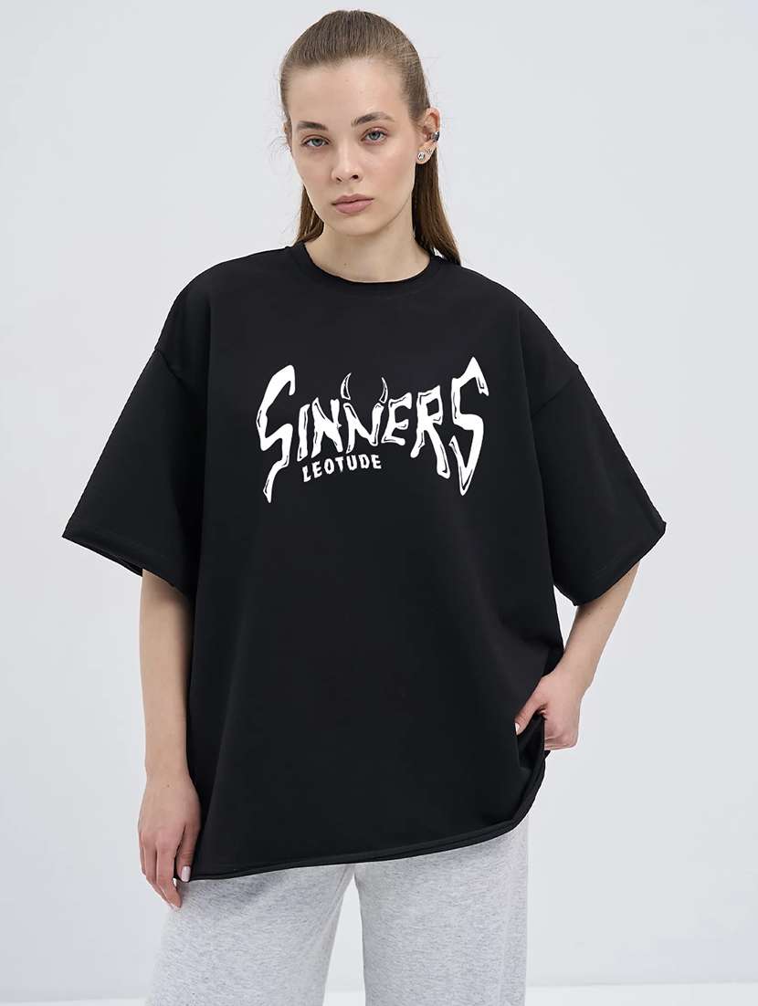 women printed short sleeves oversized t-shirt