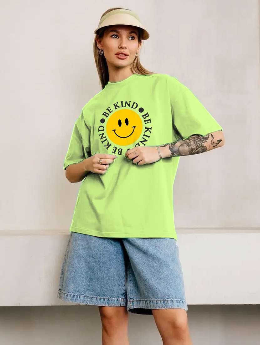 women printed short sleeves oversized t-shirt