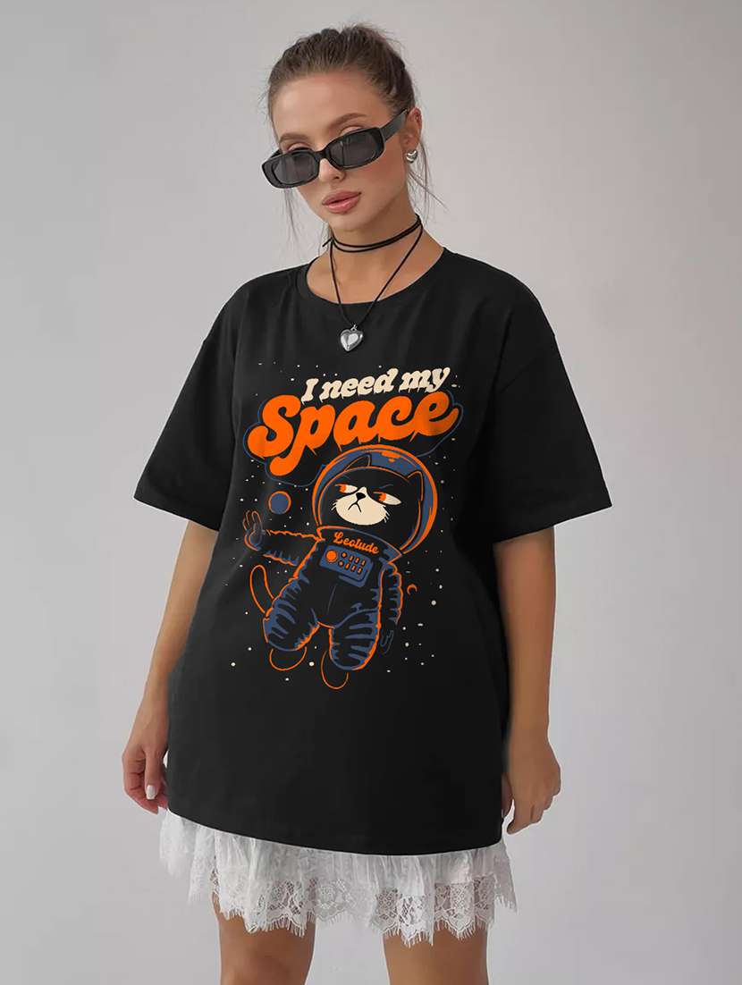 women printed short sleeves oversized t-shirt