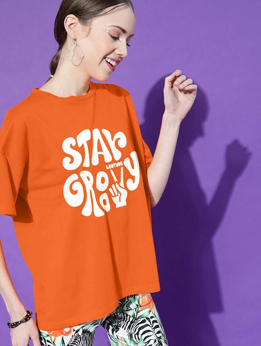 women printed short sleeves oversized t-shirt