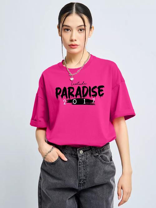 women printed short sleeves oversized t-shirt - 21922735 - Standard Image - 0