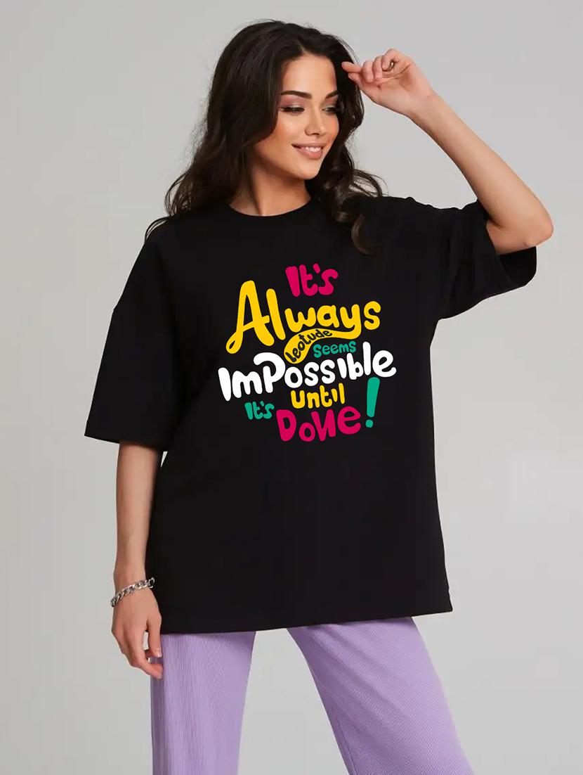 women printed short sleeves oversized t-shirt - 21922742 - Zoom Image - 0