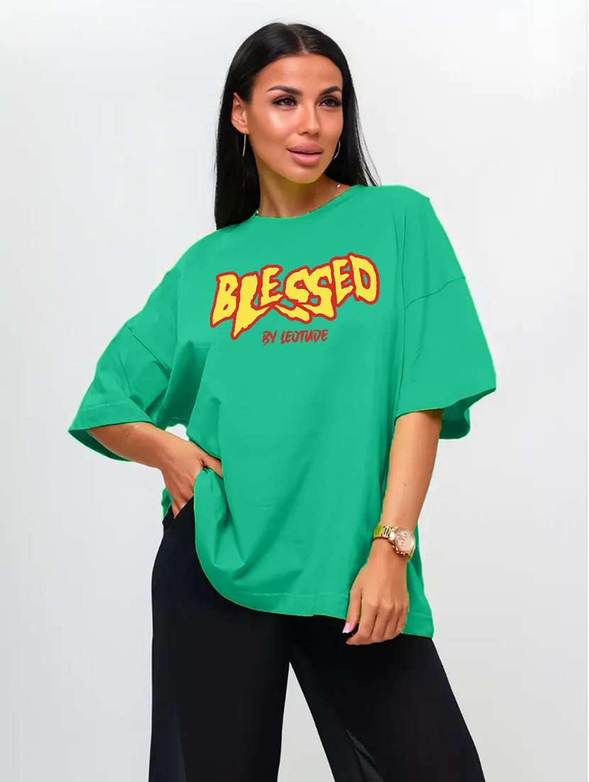 women printed short sleeves oversized t-shirt