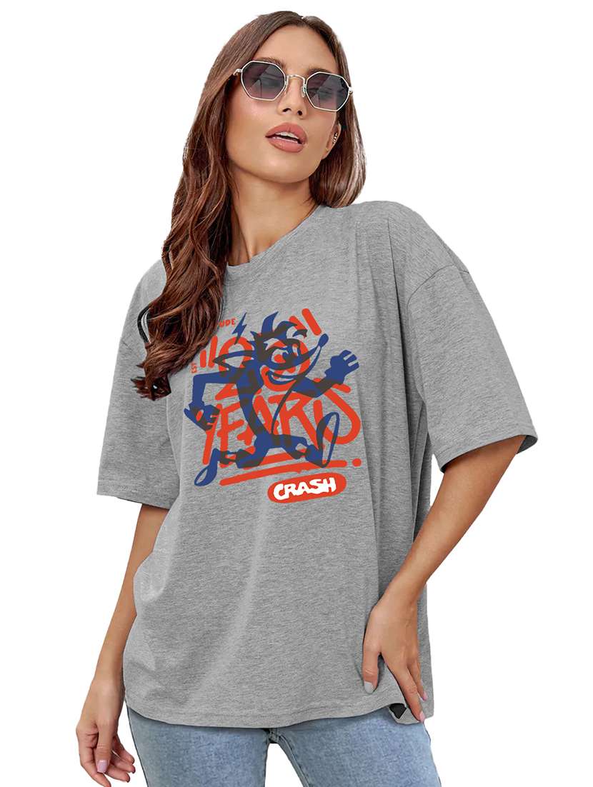 women printed short sleeves oversized t-shirt