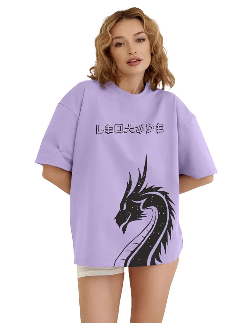 women printed short sleeves oversized t-shirt