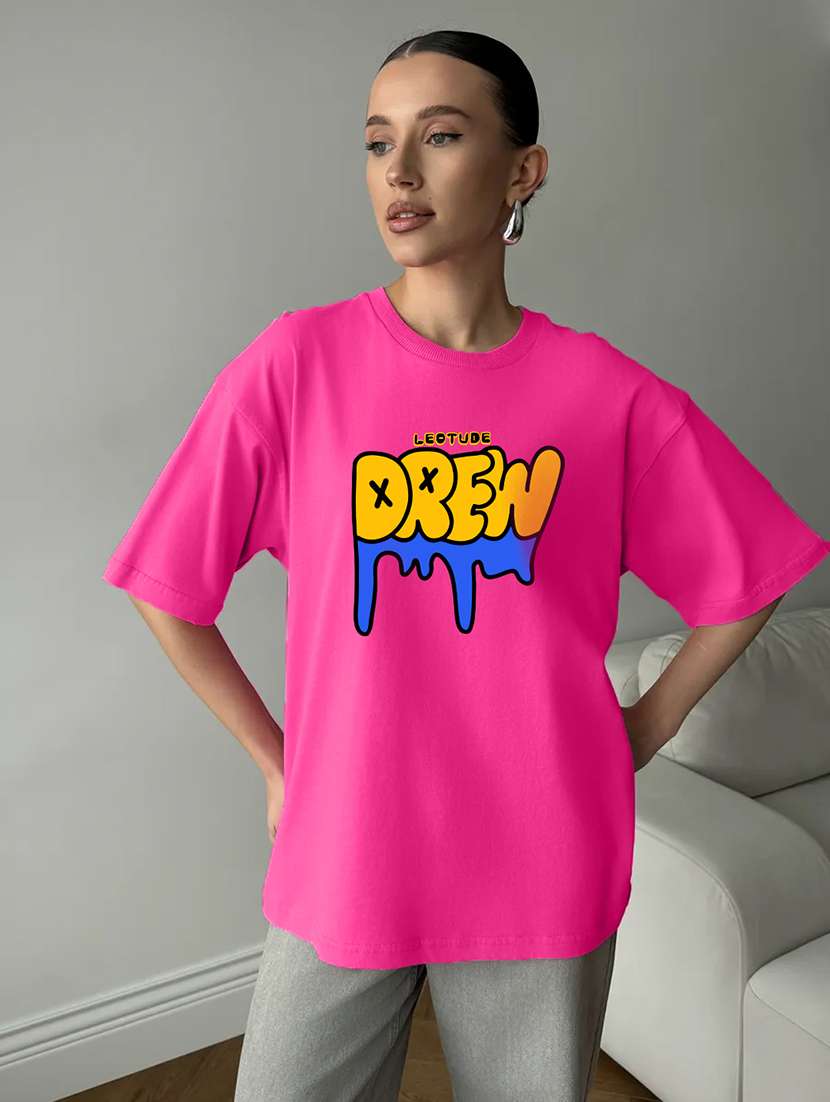 women printed short sleeves oversized t-shirt