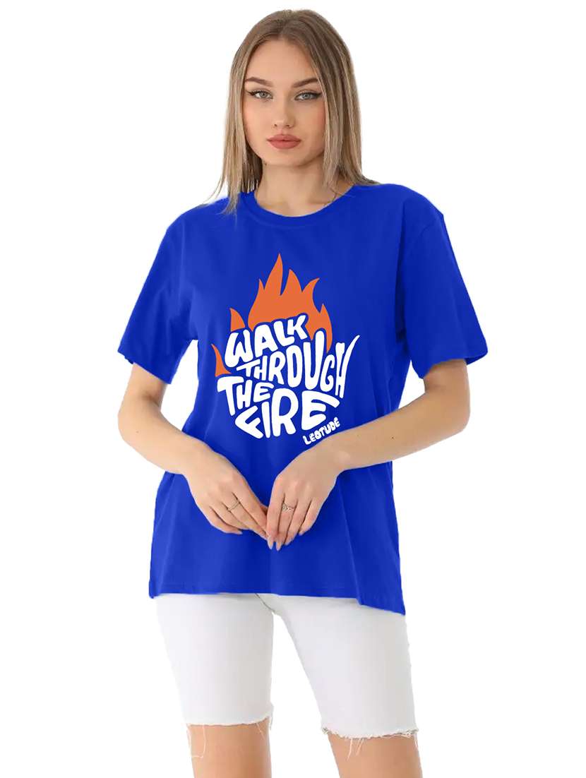 women printed short sleeves oversized t-shirt