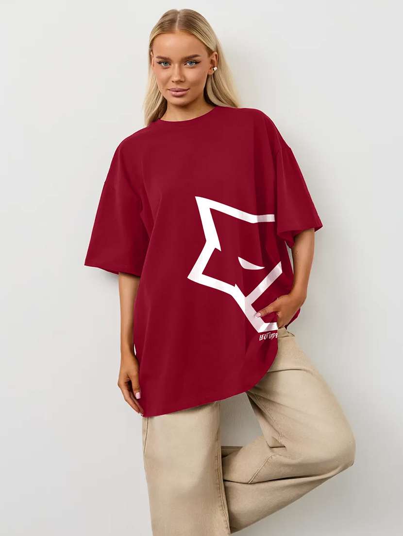 women printed short sleeves oversized t-shirt