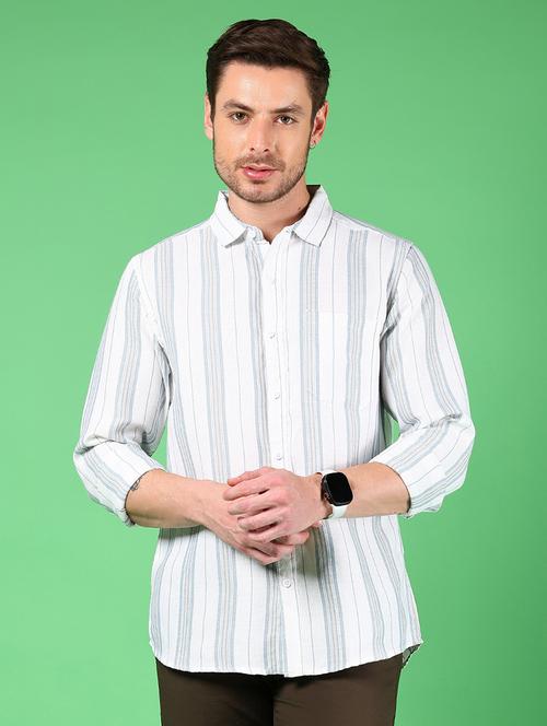 men striped collared long sleeves casual shirt - 21922773 - Standard Image - 0