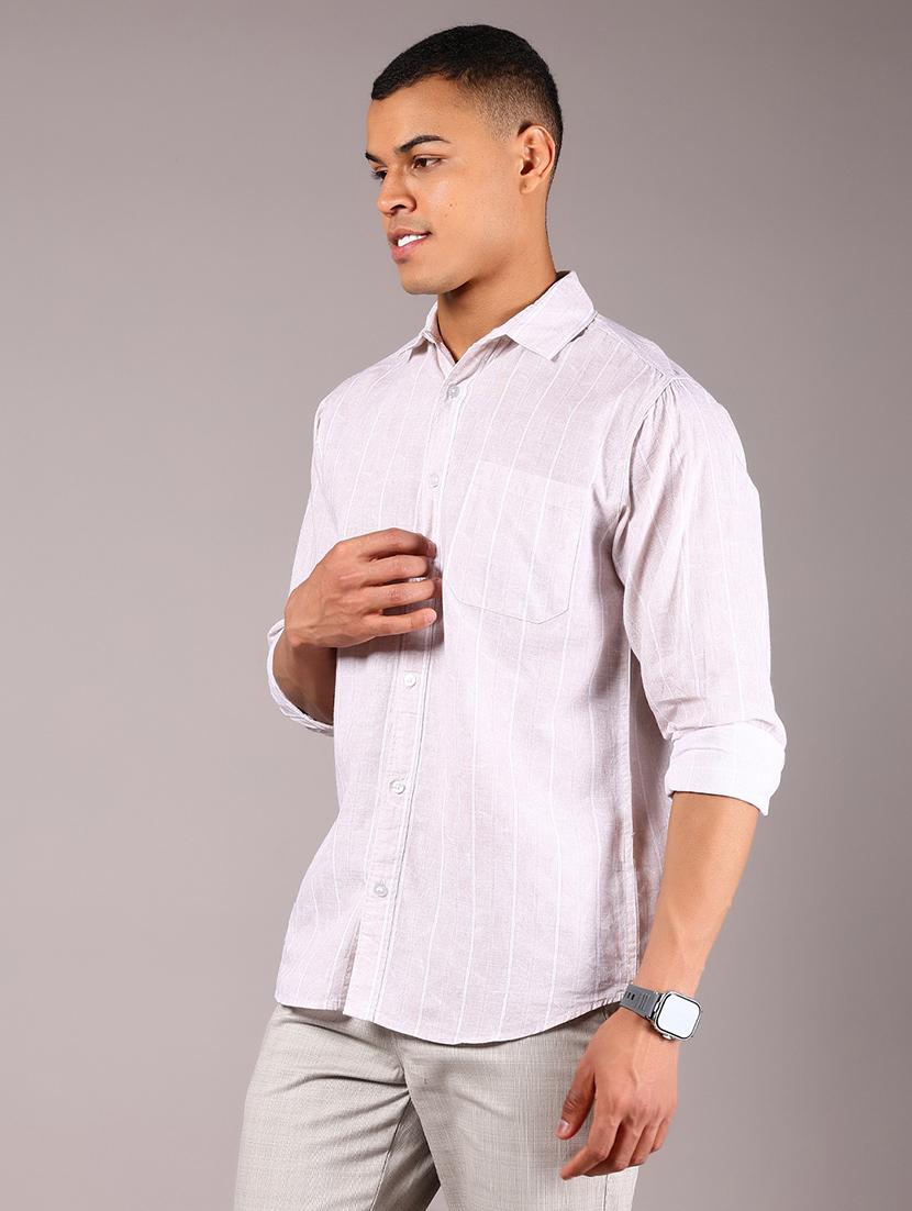 men striped collared long sleeve casual shirt - 21922780 - Standard Image - 2