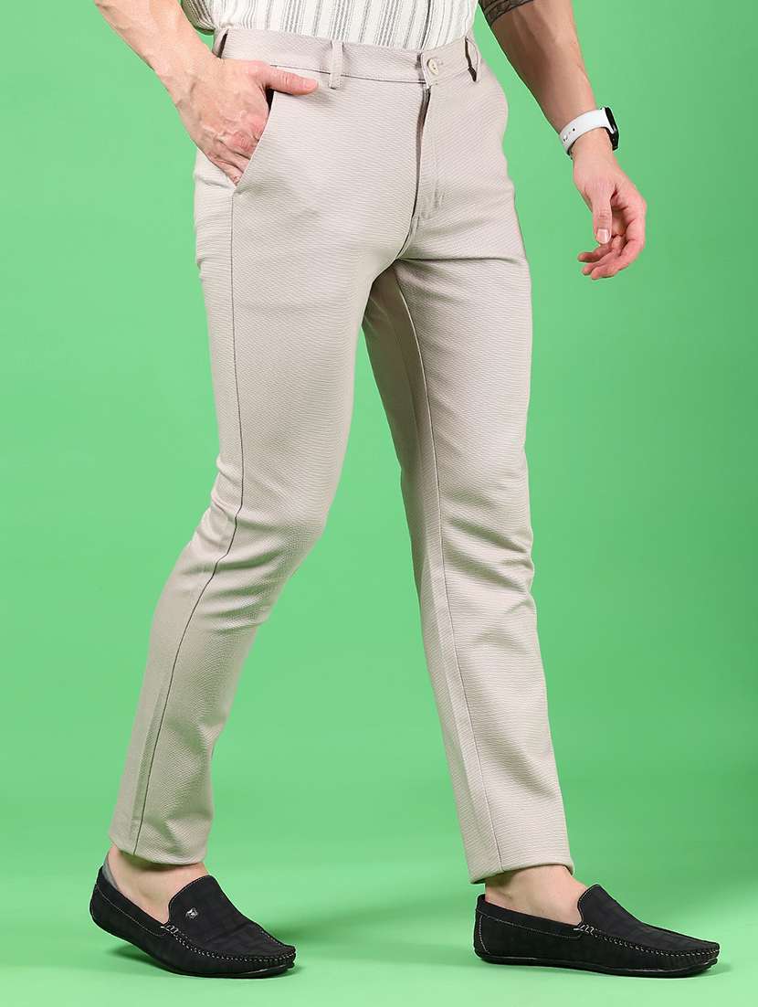 men solid mid rise slim fit chinos  - 21922880 -  Standard Image - 2