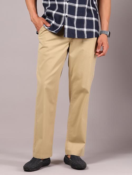 men solid mid rise regular fit trouser - 21922888 -  Standard Image - 0