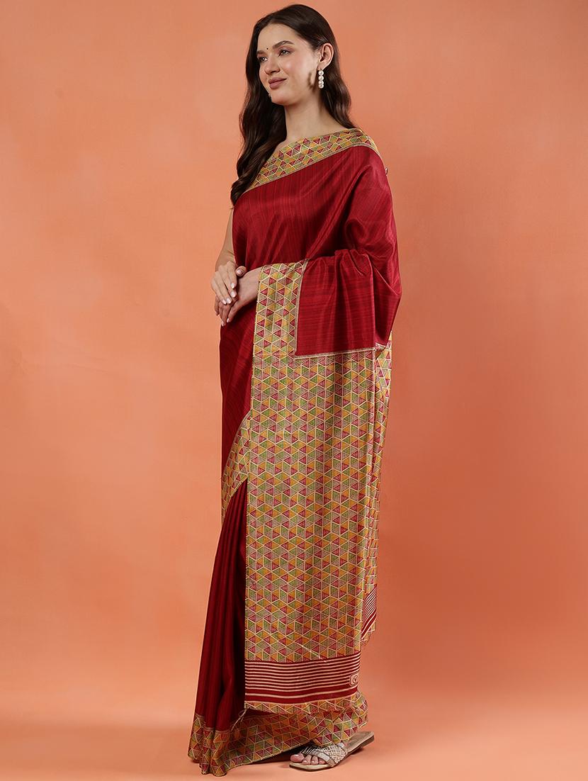 women red printed saree with blouse - 21922914 - Standard Image - 2
