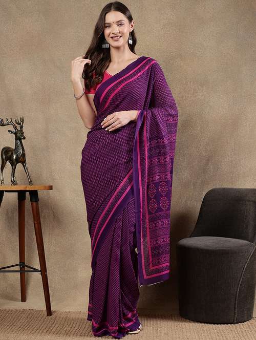 women printed casual wear saree with blouse - 21922920 -  Standard Image - 0