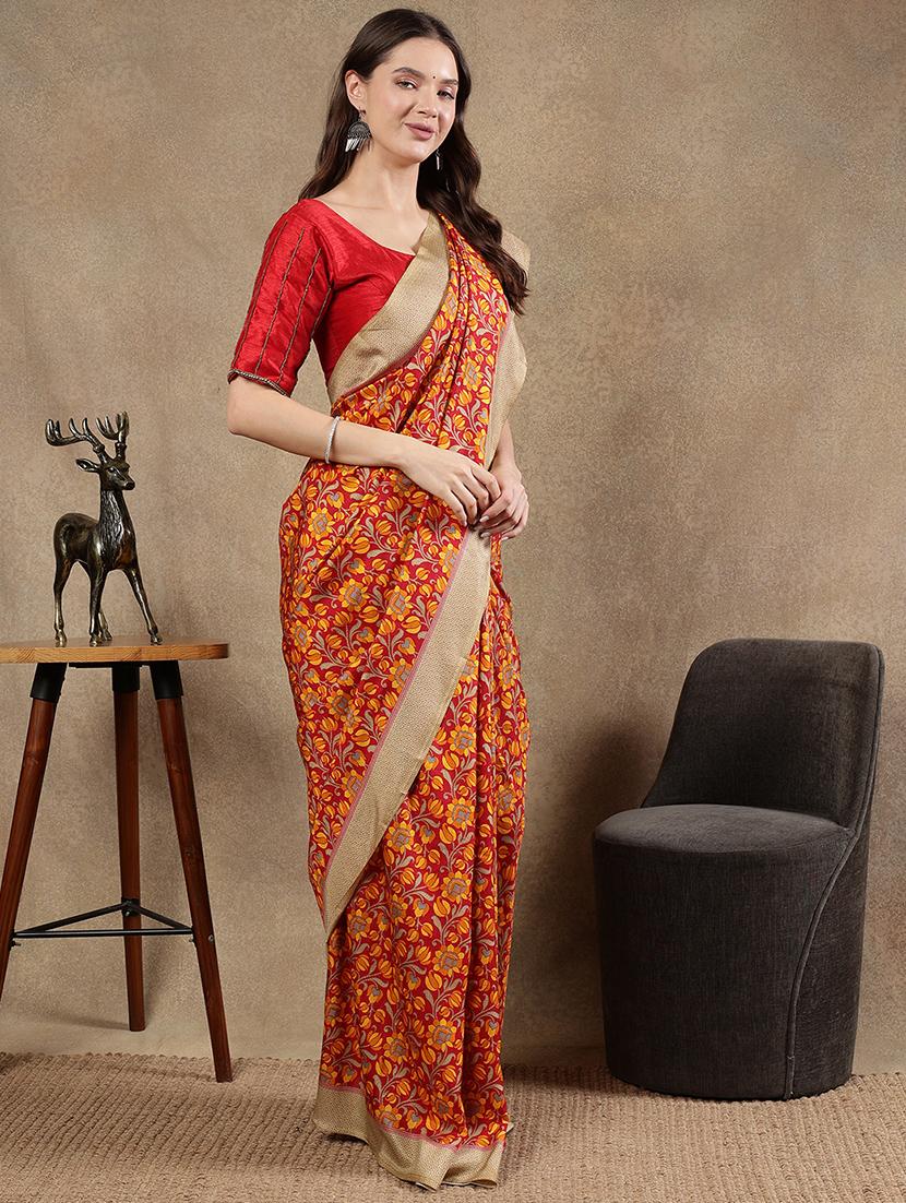women printed casual wear saree with blouse - 21922927 - Standard Image - 2