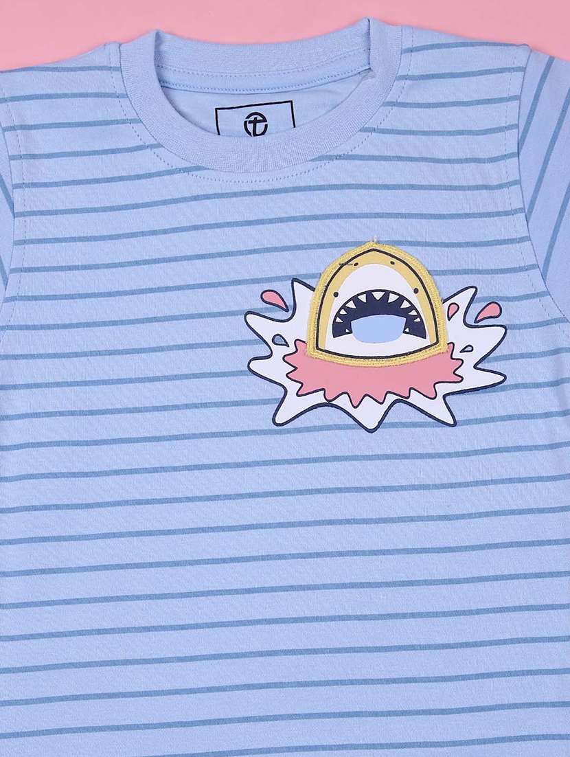 boys striped t-shirt & shorts casual wear set - 21923123 -  Standard Image - 2