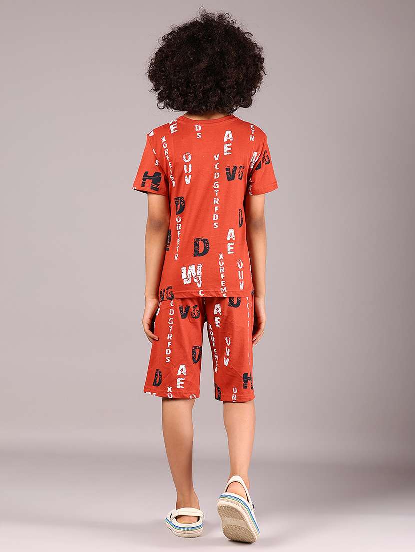 boys printed t-shirt & shorts co-ords set - 21923133 - Standard Image - 2