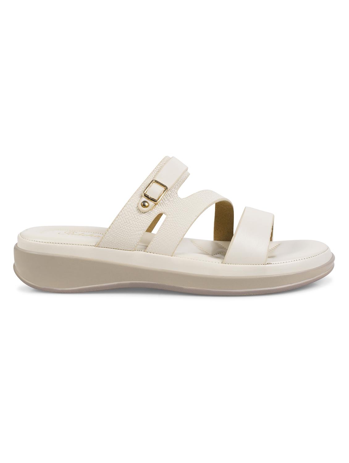 women cream slip on sandal - 21923600 - Standard Image - 2