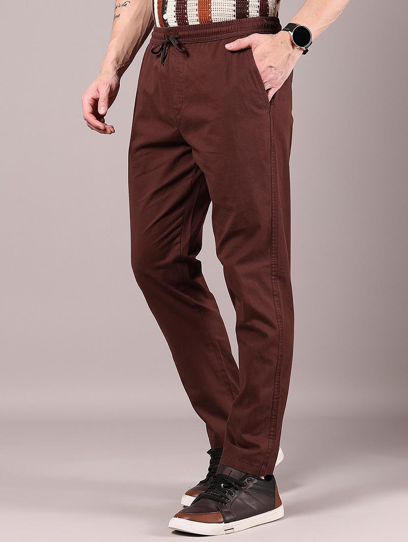 men solid mid rise casual trouser - 21923722 - Standard Image - 2