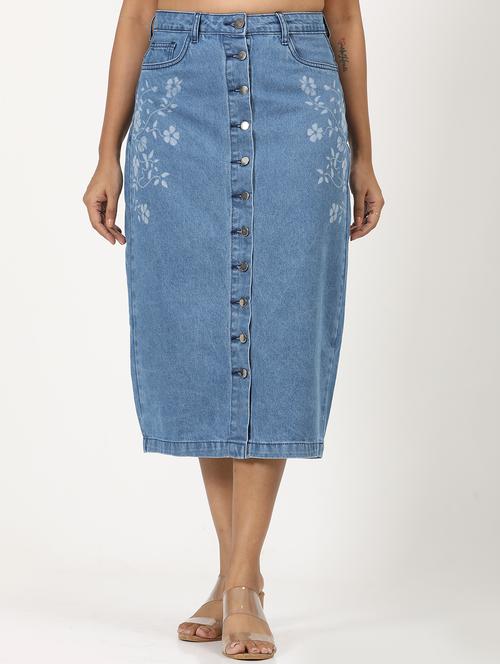 women solid high rise denim skirt - 21923727 -  Standard Image - 0