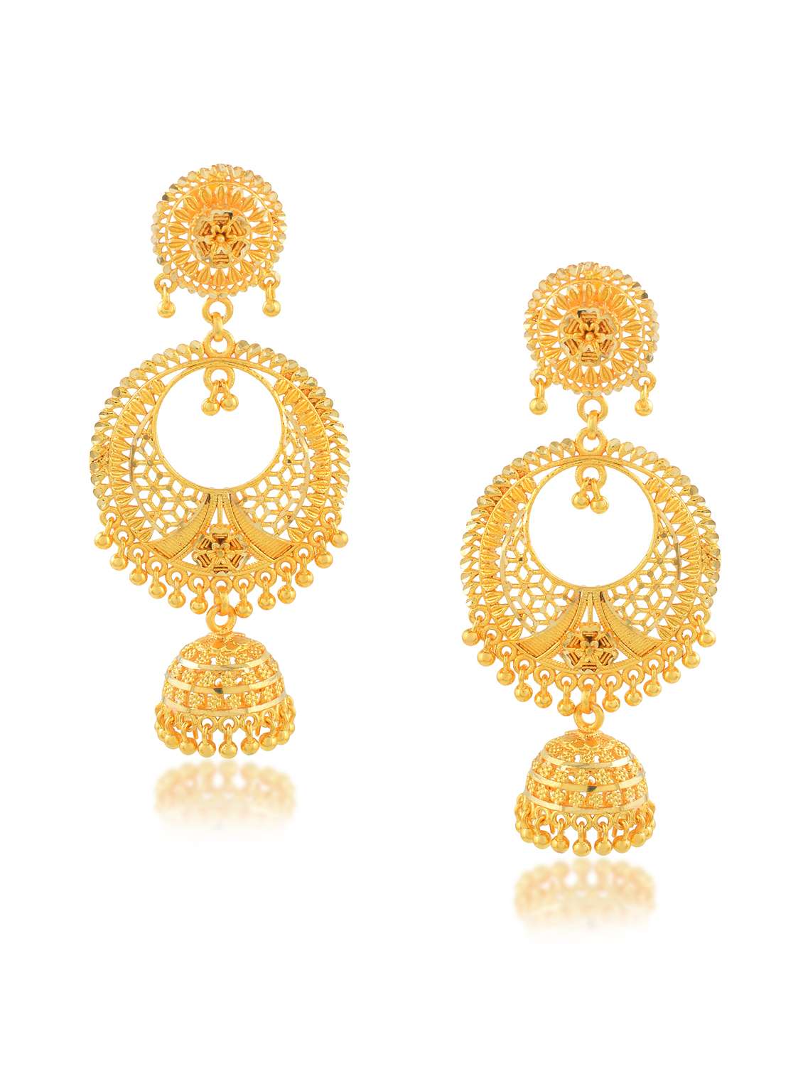 women gold plated brass jhumka earring - 21923893 - Standard Image - 2