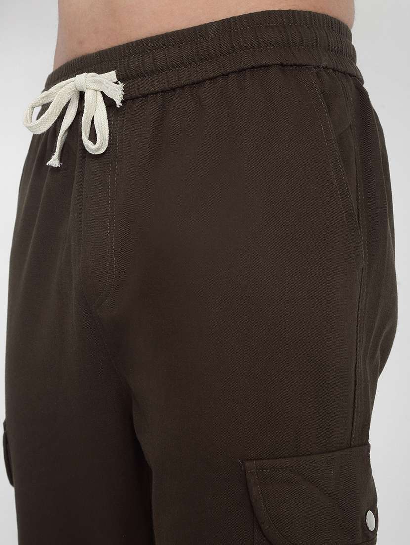 men brown solid mid rise regular fit cargo - 21923908 -  Standard Image - 2