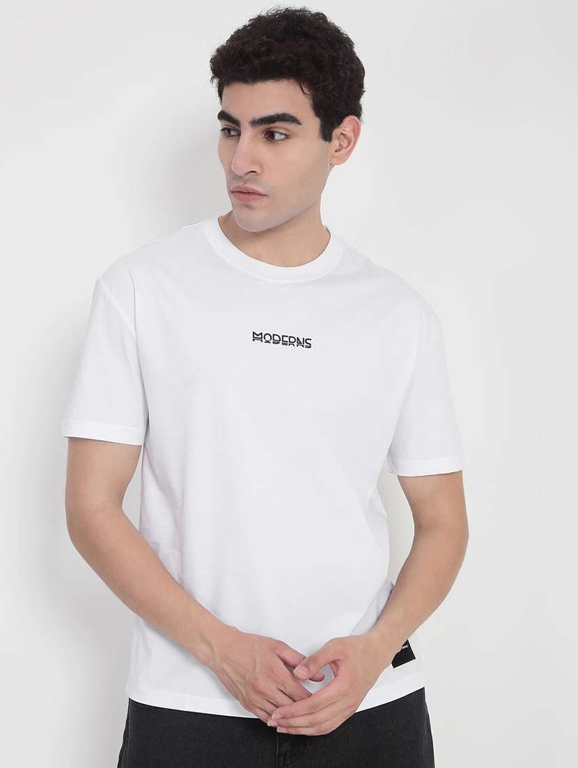 men solid short sleeves loose fit t-shirt