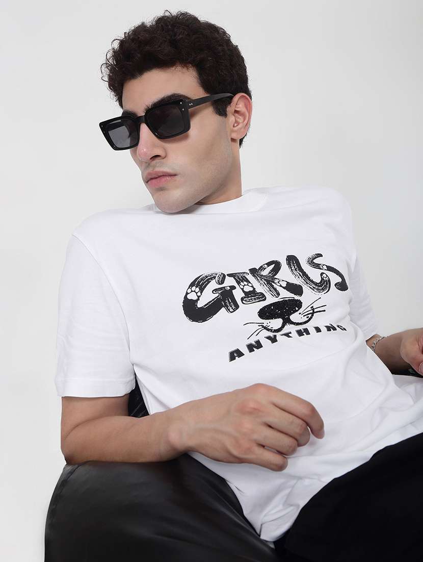 men printed short sleeves loose fit t-shirt