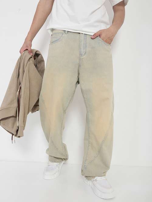 men solid mid rise baggy jean - 21923946 - Standard Image - 0