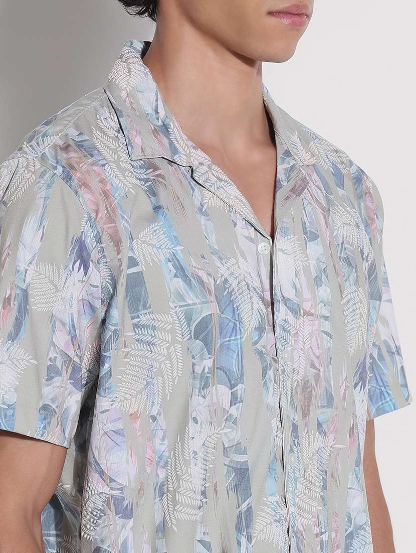 men printed cuban collar short sleeve loose fit shirt - 21923975 -  Standard Image - 2