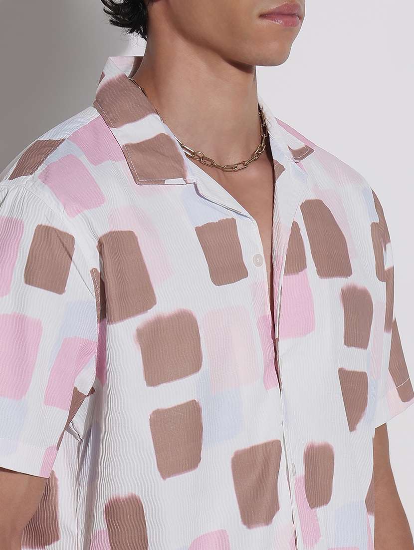 men printed cuban collar short sleeve loose fit shirt - 21923978 -  Standard Image - 2