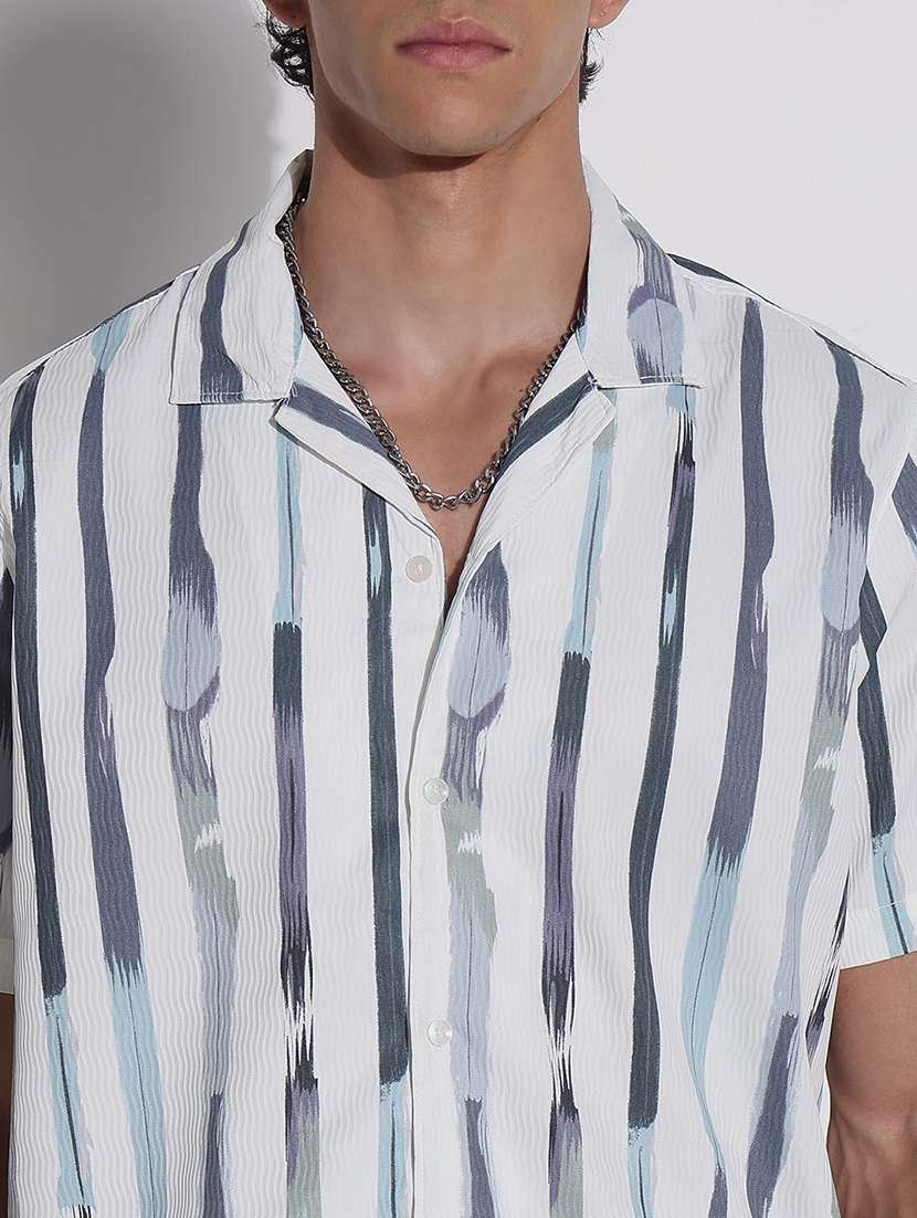 men printed cuban collar short sleeve loose fit shirt - 21923980 -  Standard Image - 2