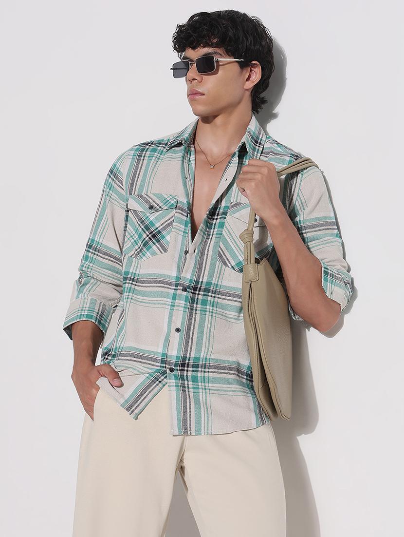 men checkered long sleeve regular fit casual shirt - 21923994 -  Zoom Image - 0