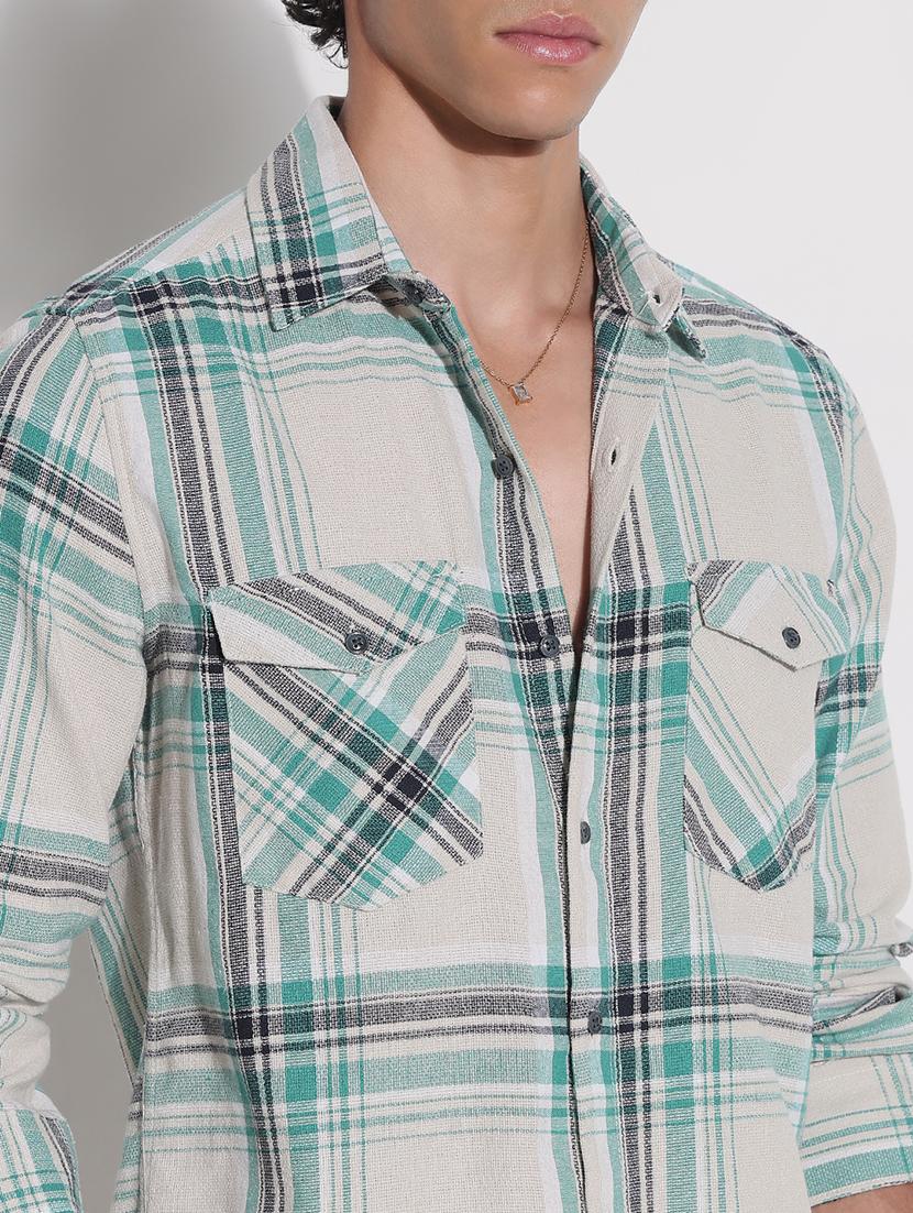 men checkered long sleeve regular fit casual shirt - 21923994 - Standard Image - 2