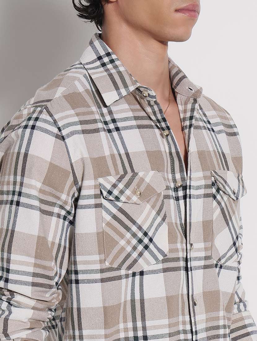 men checkered long sleeve regular fit casual shirt - 21923996 -  Standard Image - 2