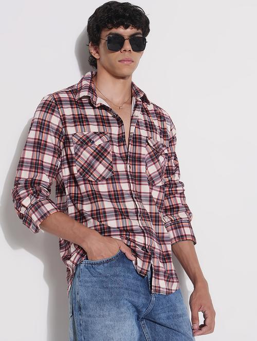 men checkered long sleeve regular fit casual shirt - 21923998 - Standard Image - 0