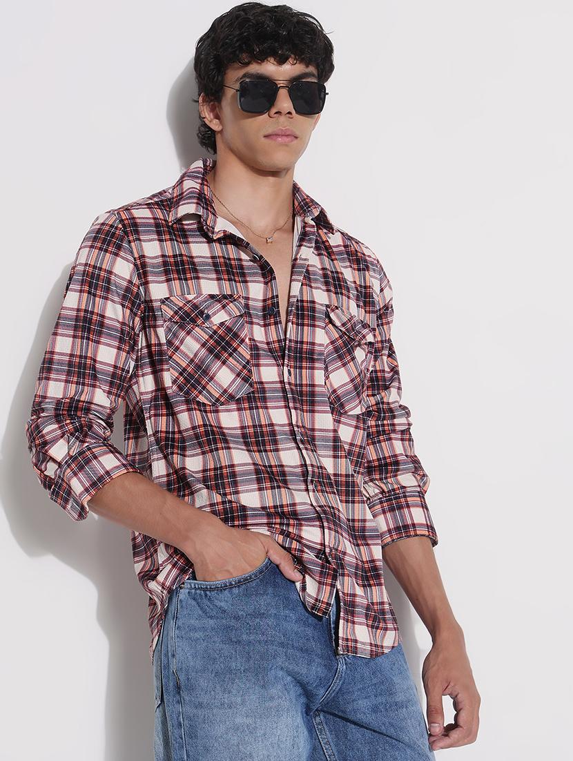 men checkered long sleeve regular fit casual shirt - 21923998 - Zoom Image - 0