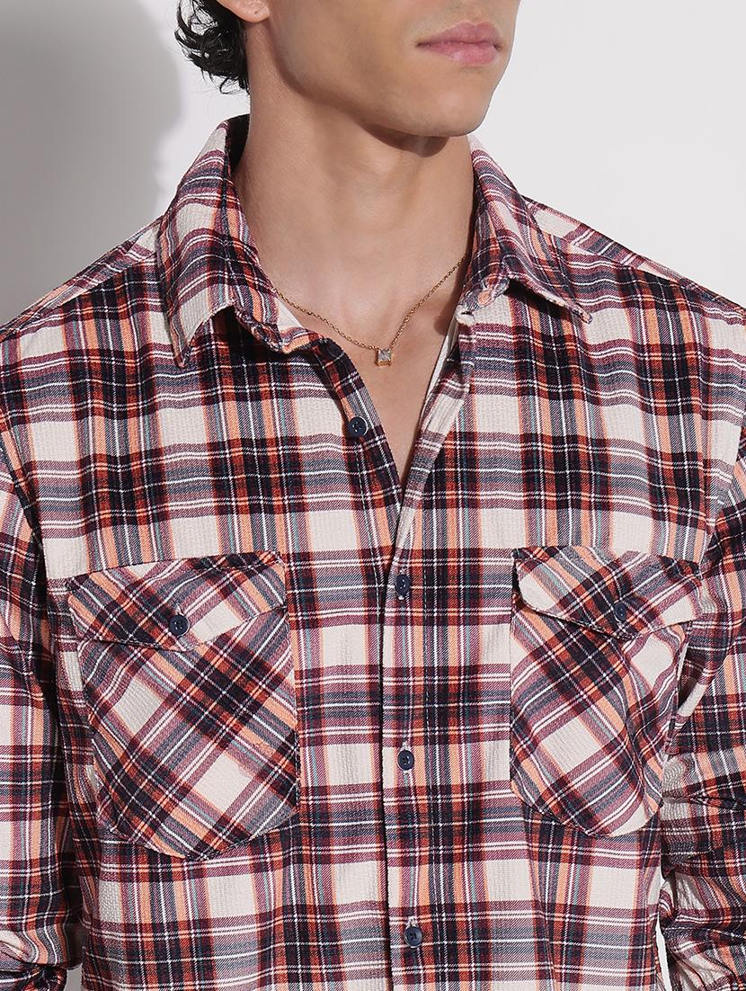 men checkered long sleeve regular fit casual shirt - 21923998 - Standard Image - 2