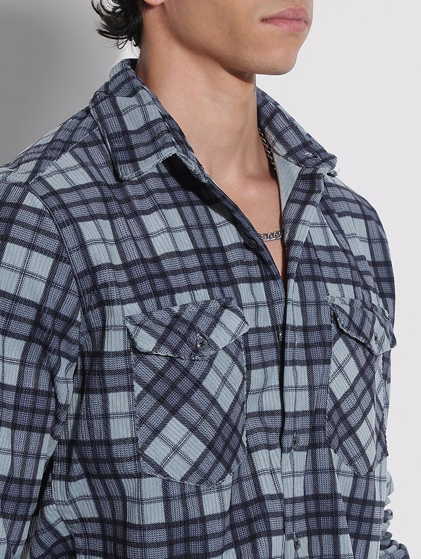 men checkered long sleeve regular fit casual shirt - 21924000 - Standard Image - 2