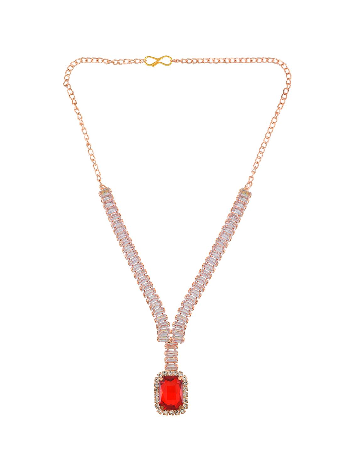 rose gold ruby crystal necklace set women - 21924050 - Standard Image - 2