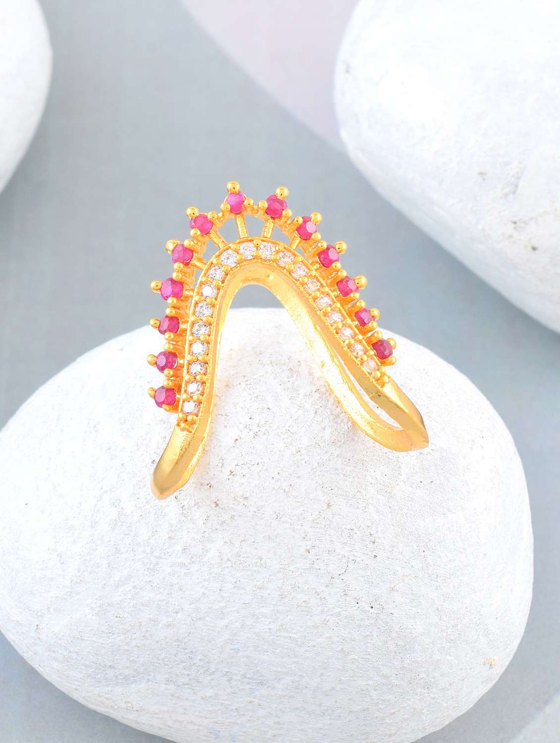 brass gold ruby finger ring