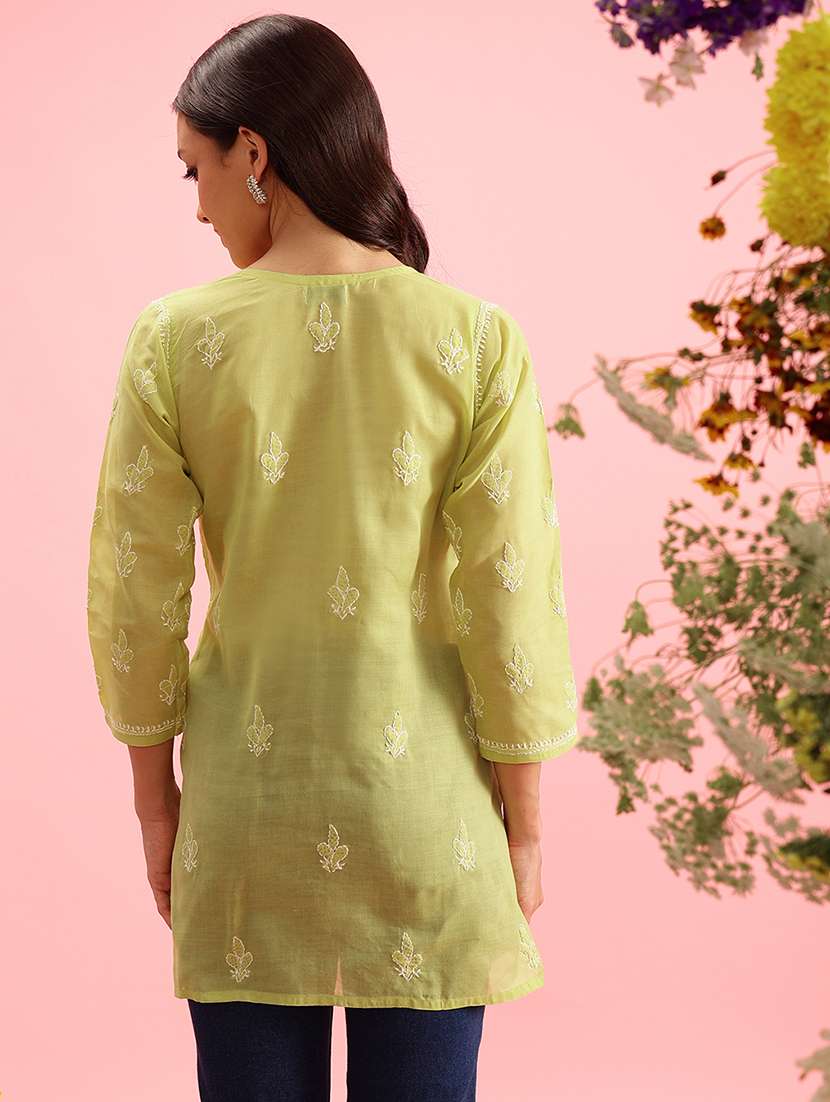 green cotton straight kurti - 21924467 -  Standard Image - 2