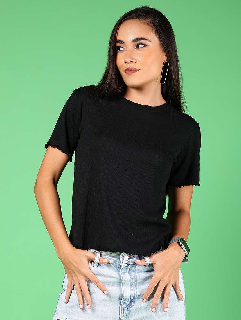 women solid short sleeves top - 21924534 - Standard Image - 2